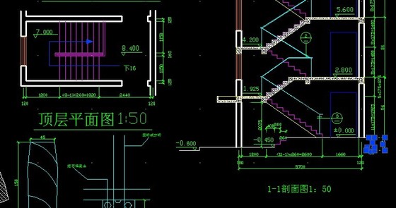 楼梯剖面和平面图