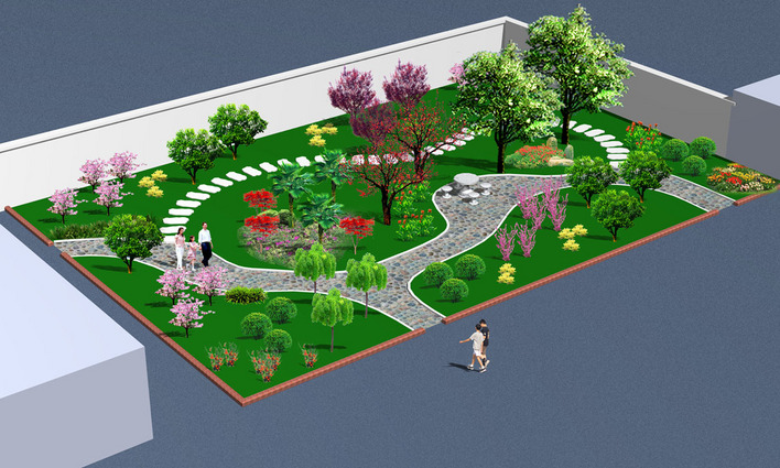 花园洋房效果图 花园设计效果图 别墅花园效果图 别墅花园大门效果图