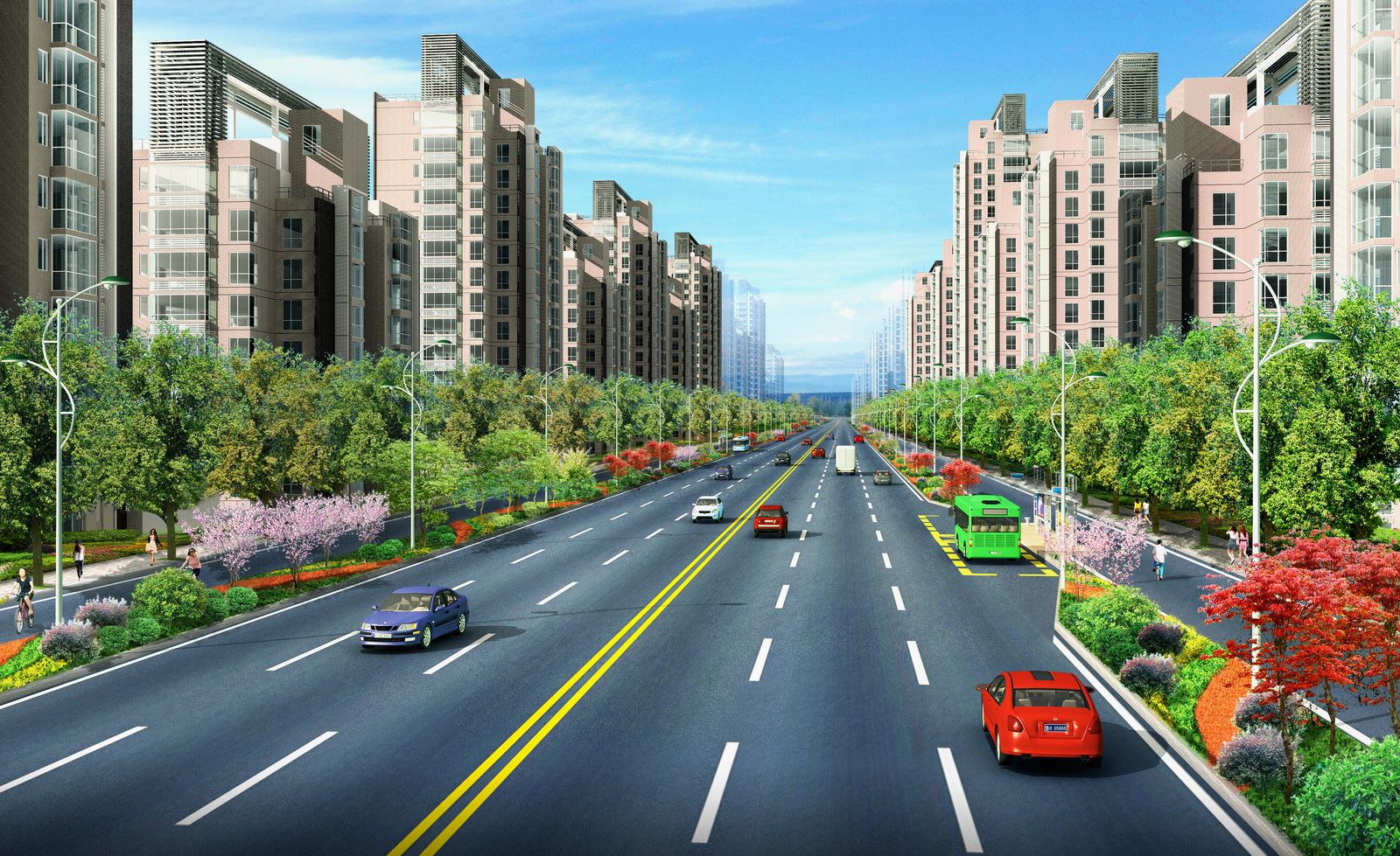 道路及高速公路绿化设计图(道路绿化设计 道路效果图 高清道路