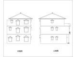 农村小型三层联排自建房cad施工设计图(带效果图)图片1