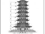 桂林市七层框架结构中式仿古塔建筑设计施工图图片1