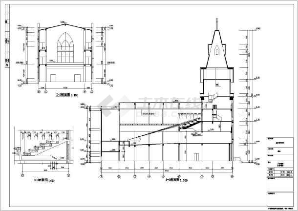 某地3层哥特式教堂全套建筑施工图纸