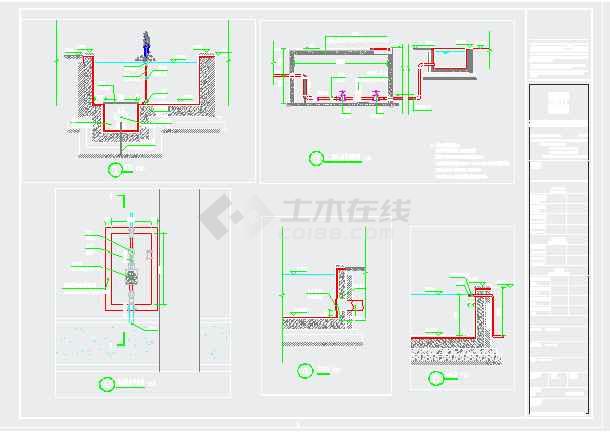 某景观跌水水池喷泉水循环系统施工图