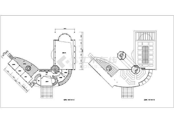 某地带旋转楼梯高档会所建筑设计图纸图片2