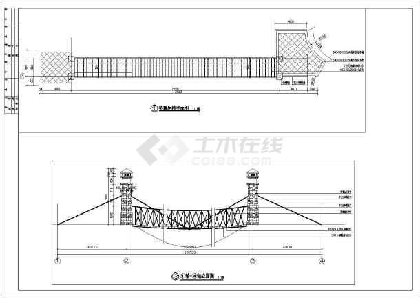 园林景观钢缆拉索吊桥设计施工图纸