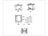 某小区防腐木凉亭建筑设计施工图，共4张图片1