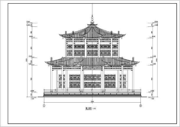 古典园林十二角攒尖重檐亭子方案设计图