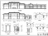 某学校两层中式风格大门连廊建筑设计施工图图片1