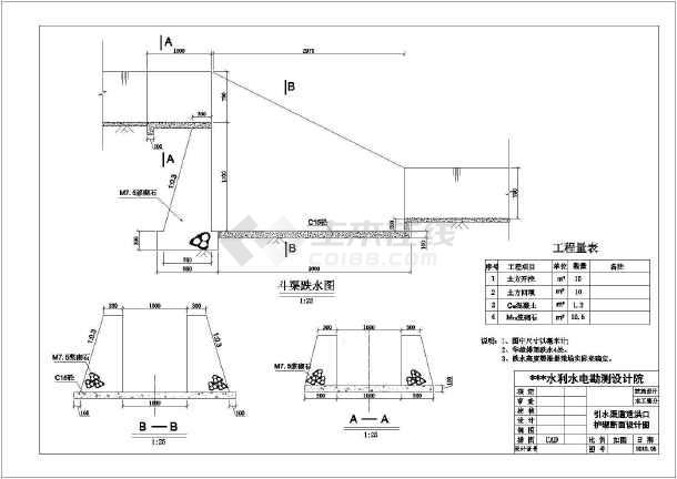 某处跌水定型初步设计方案图,共3张