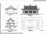 某城市古建寺庙建筑设计图（平立剖）图片1