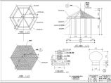 某木结构瓦顶六角亭施工详图（含平立面图）图片1