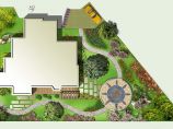 别墅庭院绿化彩平图图片1