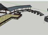 中式连廊、凉亭、园桥组合su模型（不含施工图）图片1