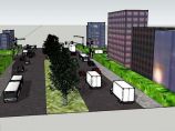 某城市双行道道路景观设计SU模型（不含施工图）图片1