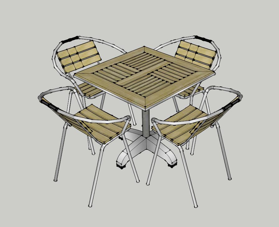 四人咖啡桌椅组合su模型-图一